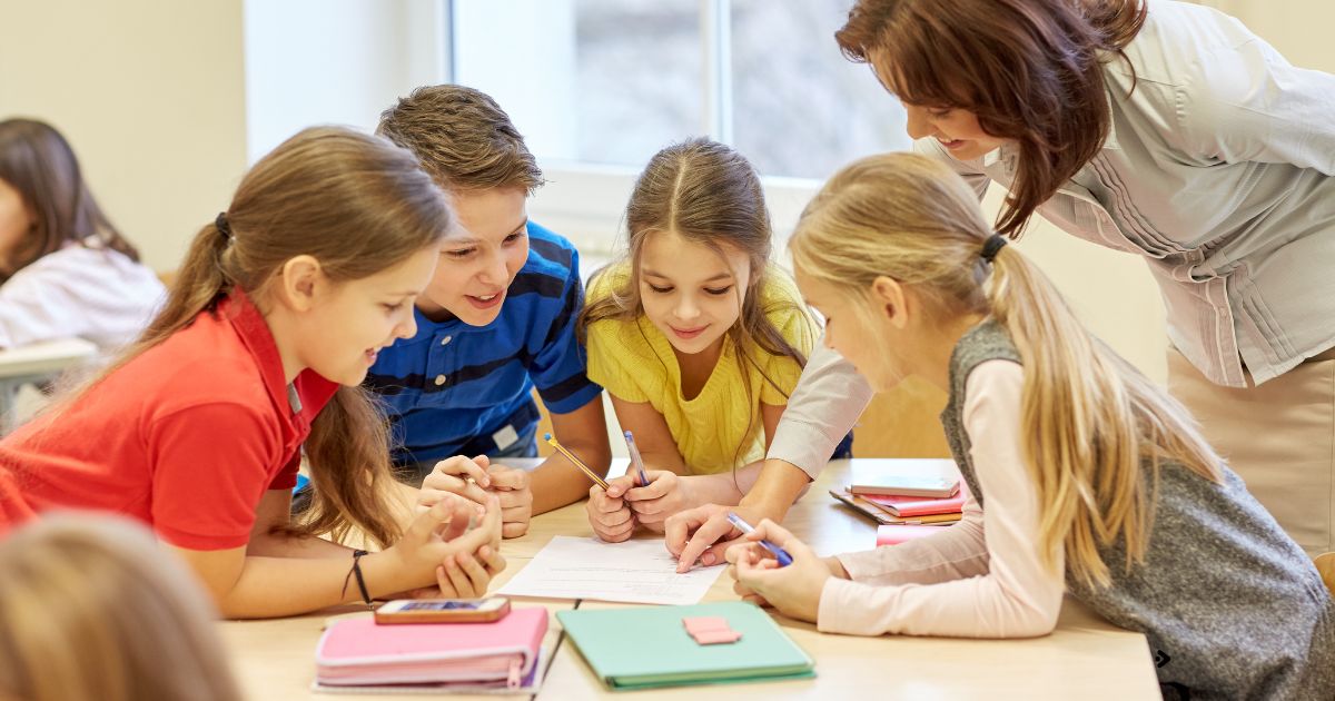 students learning in class