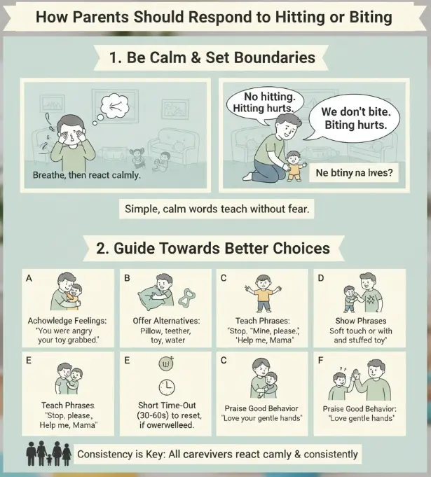 how parents should respond to hitting or biting