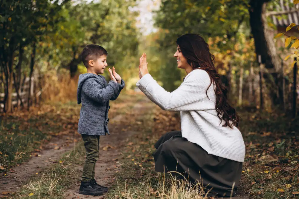 mother playing with her son 