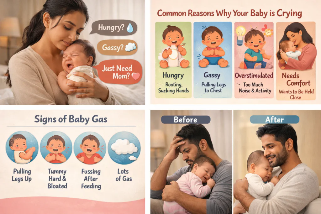 When Your Newborn Won’t Stop Crying — Hunger, Gas, or Just Needing You? 3 reasons why babies crying