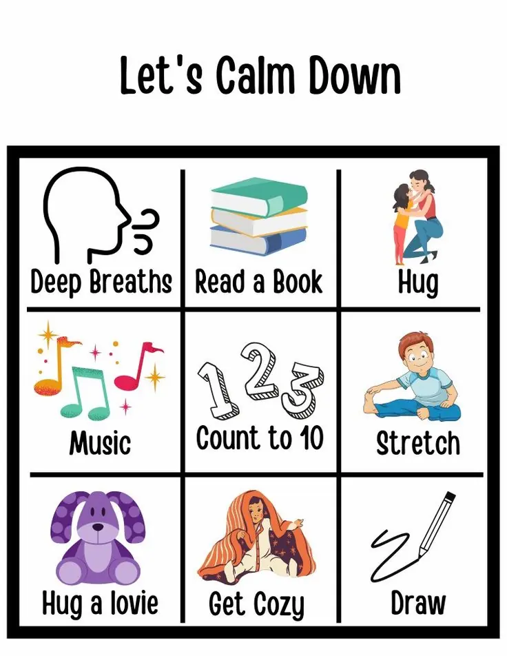 Child taking a deep breath to calm down