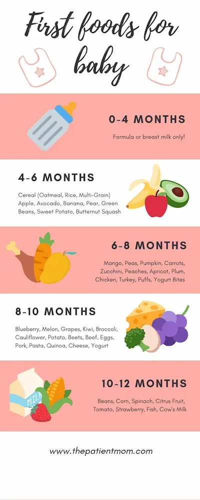 When Should You Introduce Solid Foods to Your Baby? A Complete Guide for Parents 4 Baby first foods chart by age showing feeding stages from 0 to 12 months.