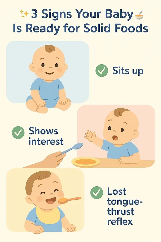 When Should You Introduce Solid Foods to Your Baby? A Complete Guide for Parents 3 Baby showing signs of readiness for solid foods: sitting up, showing interest, and reduced tongue-thrust reflex.