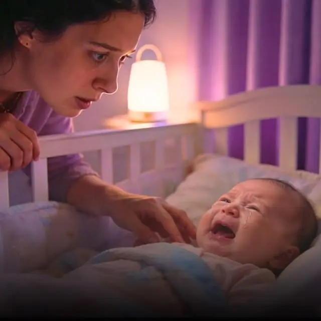 Children's sleep problems: Why do some children wake up several times at night? 3 Toddler crying before sleeping mother is trying to calm him