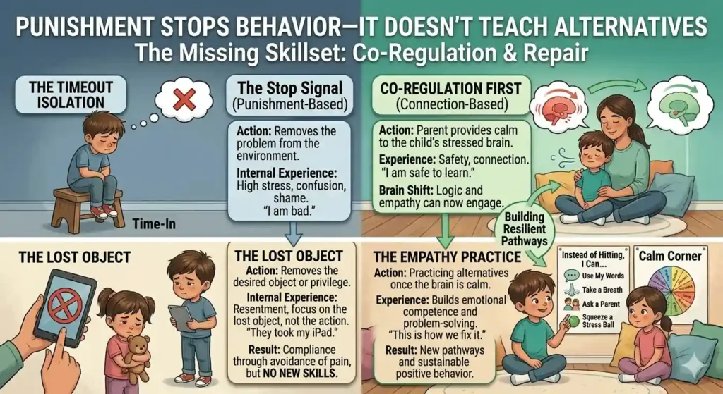 Punishment stops behavior but doesn’t teach alternatives — Co-regulation & Repair infographic