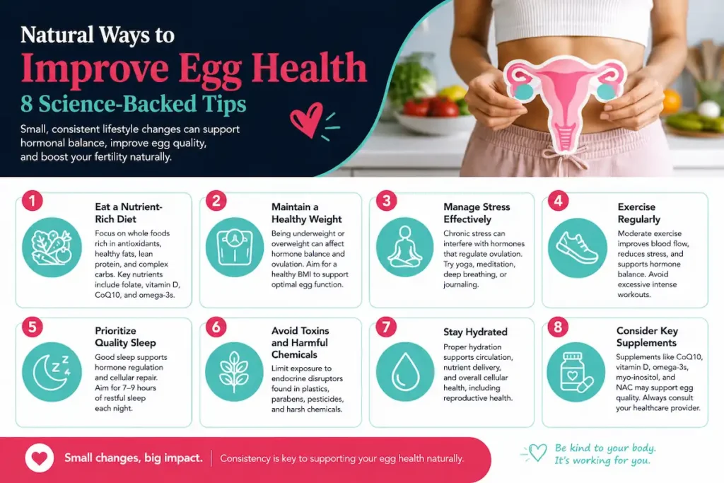 Infographic: 8 science-backed tips to improve egg health naturally